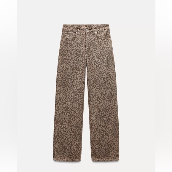 Zara Denim - Zara Leopard Print Flare Jeans - Brown